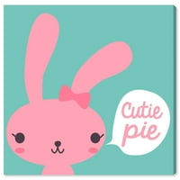 Wynwood Studio 'Cutie Pie' Animalивотни wallидни уметнички платно печатење - розова, зелена, 20 20