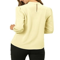 Уникатна блуза со долги ракави на Bargainswomen, јака со долг ракав