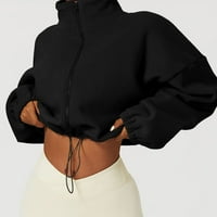 Tdoqot лесна есенска јакна- обичен долг ракав исечен патент удобни модни јакни за жени црна големина м