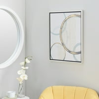20 24 кругови Апстрактна врамена wallидна уметност со сребрена рамка