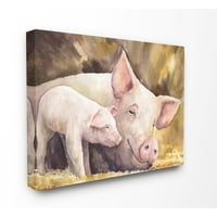 СТУПЕЛ ИНДУСТРИИ Бебе свиња Семејство животно Акварел сликарство на платно wallидна уметност од Georgeорџ Дијахенко