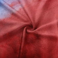 Дозвола Женски Врвови Краток Ракав Денот На Независноста Блуза Печатени Жени Мода В-Вратот Блузи, Црвена, Л