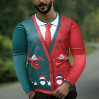 Котони Дуксери За Мажи Смешни Божиќни Графички Врвови Тркалезен Врат Маици Со Долги Ракави Блуза