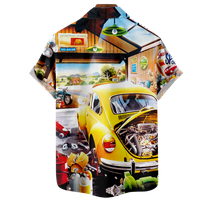 Кошули Со Копчиња Печатење Со Кратки Ракави Хавајски Кошули Смешен Костим За Печатење На Автомобилски Елемент, ДО 8XL