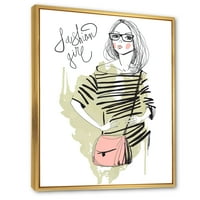 DesignArt 'Trendy Fashion Woman' Shabby Chic Framed Canvas Wall Art Print