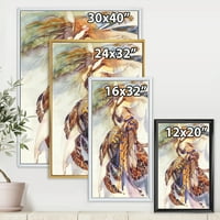 DesignArt 'Алегорија на рајска птица портрет' Традиционална врамена платна wallидна уметност печатење