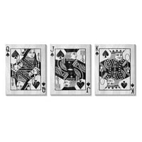 СТУПЕЛ ИНДУСТРИИ Кралицата Jackек Кинг Спајд картички Графичка уметничка галерија завиткана платно печатена wallидна уметност, сет од 3, дизајн од Лил 'Руе
