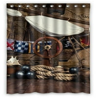 Пирати брод палубата со воланот И знаме Туш Завеса И Куки За Дома Декор