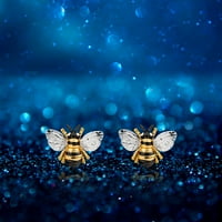 Пермонт треперливи обетки од пчела, направени со 18к злато преклопување и кубна цирконија