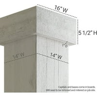 Ekena Millwork 14 W 8'H Rough Sawn Endurathane Fau Wood Wood Non-Tapered Square Column Wrap со стандарден капитал и база
