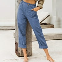 Дами со високи половини џемпери цврста боја обична еластична еластична трендовски салата панталони тренингот удобни панталони