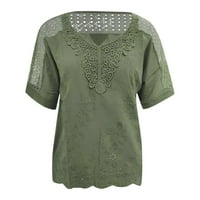 Womenените лето v вратот краток ракав шутира цврста обична блуза врвна маица средна маица