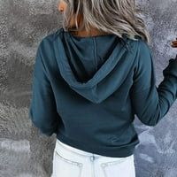 Промоција Женска Блуза Со Долги Ракави Џемпер Печатена Со Џеб Обични Врвови Со Врвки Копчиња