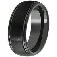 Машка црна волфрамска жлебна сатенска удобност одговара на свадбениот бенд - машки прстен