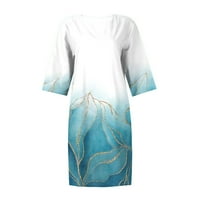 Фустани за апсолуција за жени обични V-вратот со краток ракав одмор печатени долги фустани светло сина големина м
