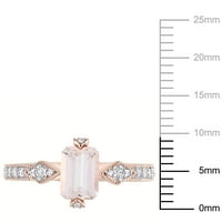 Miabellaенски карат карат октагон-манганит карат дијамант 10kt прстен за ангажман на розово злато
