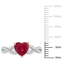 Miabella Women's'sims 1- Carat T.G.W. Срцето со срцев ЦН Руби и Карат Т.В. Тркалезен дијамант 14kt дво-тон злато срце прстен