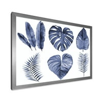 DesignArt „Сини акварели тропски лисја I“ фарма куќа врамена уметност
