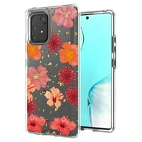 Притиснато сушено цвеќе Телефонски случај за Samsung Galaxy A91 S Lite M80S во црвена боја за употреба со Samsung Galaxy A 3-пакет